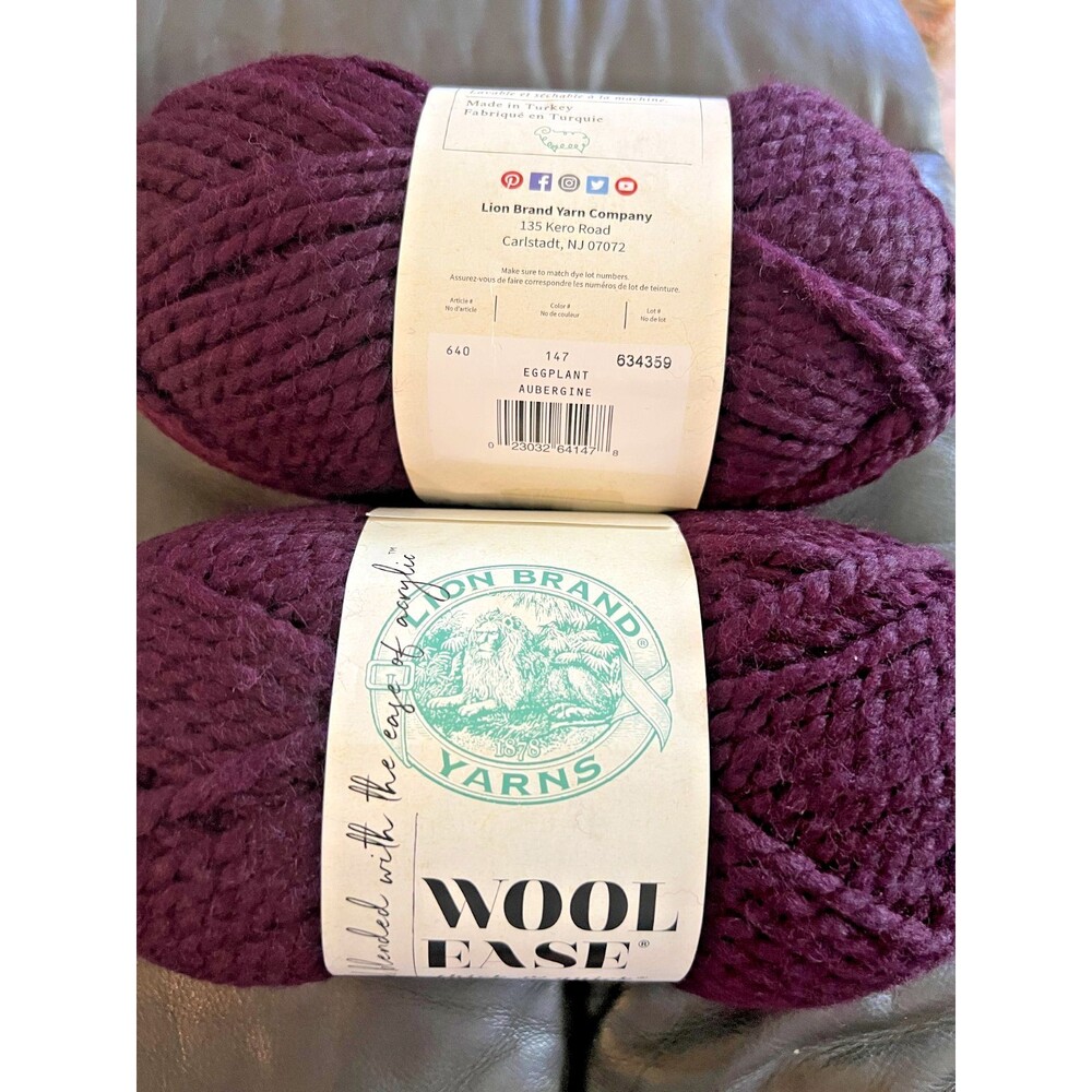 HTF Lion Brand Wool-Ease Thick & Quick Yarn Eggplant Super Bulky Purple Craft